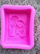 New Arrival! Design 299 Baby&amp;Mom Square Shape Silicone 3D Fondant Mold, Soap Mold,Cake Decoration Tool N3
