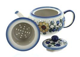 Polish Pottery Geranium Teapot with Infuser