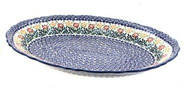 Polish Pottery Garden Bouquet Large Scallop Serving Platter