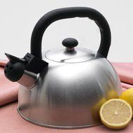 Creative Home Satin Mist Metallic Stainless Steel Whistling Tea Kettle, 2.6-Quart, Chartreuse