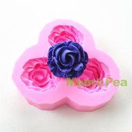 Mom&amp;pea 0648 3-flower Shaped Silicone Mould for Fondant Cake Sugar Paste Cake Decoration 3d Cake Toppers Mold...