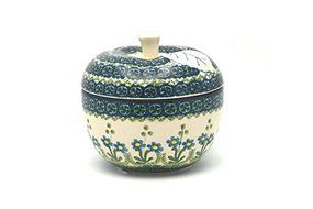 Polish Pottery Apple Baker - Large - Blue Spring Daisy