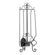 Fleur De Lis 5 Piece Iron Fireplace Tool Set