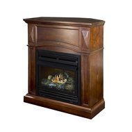 Pleasant Hearth Convertible Vent-Free Dual Fuel Fireplace, 35-Inch, Cherry N3