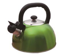 Creative Home Satin Mist Metallic Stainless Steel Whistling Tea Kettle, 2.6-Quart, Chartreuse N5