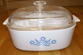 Vintage Large Corning Ware Cornflower Blue Glass 4 Quart Casserole Baking Dish Dutch Oven w/ Lid N6