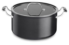 KitchenAid KCH160LCKD Hard Anodized Nonstick 6.0-Quart Low Casserole with Lid Cookware - Black Diamond N14