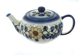 Polish Pottery Geranium Teapot with Infuser N2