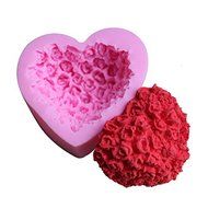 Dachun 3D Heart Rose Shaped Fondant Cake Chocolate Fondant Silicone Sugar Craft Molds, Mini N2