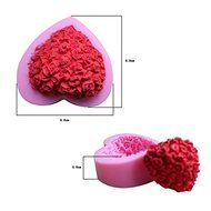 Dachun 3D Heart Rose Shaped Fondant Cake Chocolate Fondant Silicone Sugar Craft Molds, Mini N3