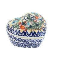 Polish Pottery Garden of Eden Small Heart Box