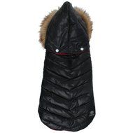 Puff Coat W/Hood Medium 15-16.5 -Pirate Black/Red