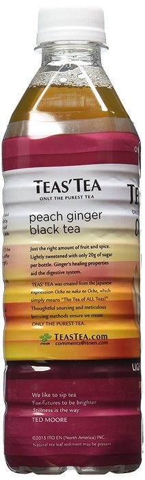 Teas' Tea Organic Lightly Sweet, Peach Ginger Black Tea, 16.9 Ounce (Pack of 12) N4