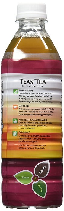 Teas' Tea Organic Lightly Sweet, Peach Ginger Black Tea, 16.9 Ounce (Pack of 12) N5