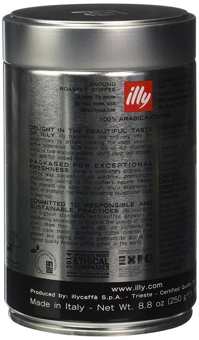 illy Caffe Scuro Fine Grind Coffee (Dark Roast, Black Band) 8.8 coffee cans (Pack of 6) N4
