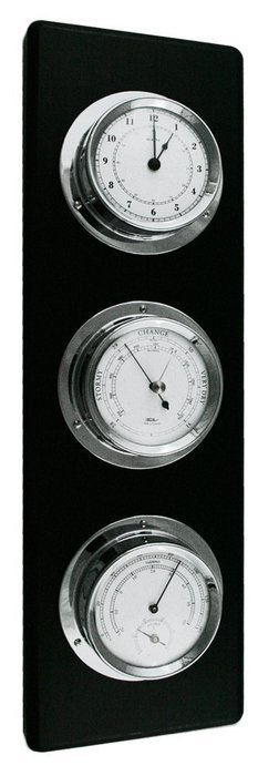 Fischer Instruments 1535-06 Chrome and Black Wood Base Weather Station with Barometer, Hygrometer, Thermometer...