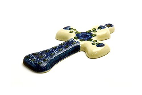 Polish Pottery 4 1/2" Cross - Blue Poppy