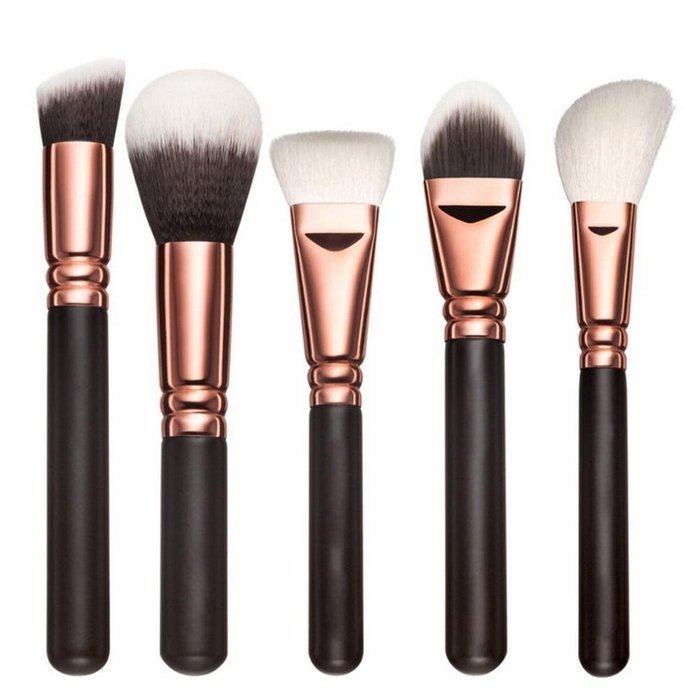 Mikey Store Makeup Brushes Set Fondation Eyeshadow Cosmetic Tool with Leather (8pc Gold)