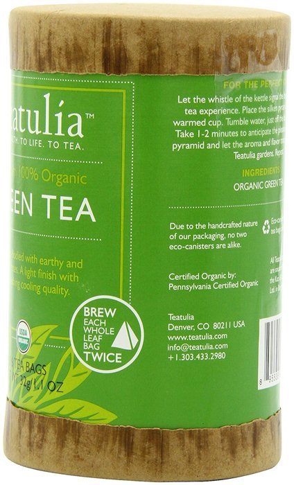 Teatulia Organic Green Tea, 16 Ct, Eco-Canister N5