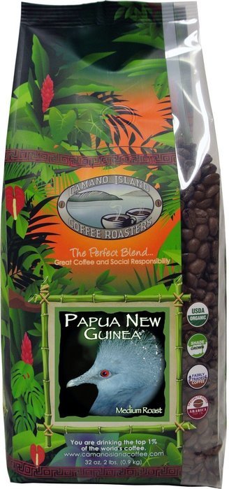 Camano Island Coffee Roasters - Organic Fresh Roasted Coffee - Papua New Guinea Medium Roast - Whole Bean - 1 Lb N2