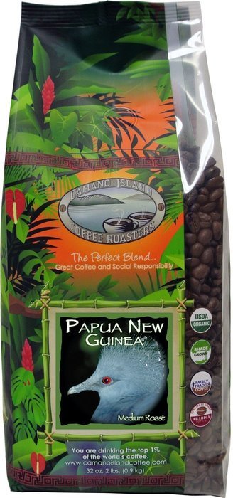 Camano Island Coffee Roasters - Organic Fresh Roasted Coffee - Papua New Guinea Medium Roast - Whole Bean - 1 Lb N4