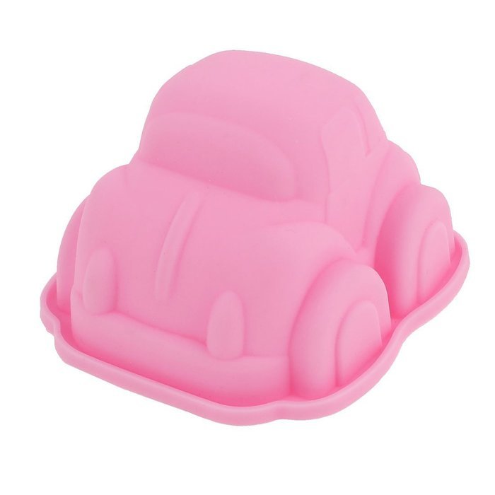 uxcell Car Shape Silicone Ice Cube Pudding Cookie Jelly Cake Mold Mould Pink N2