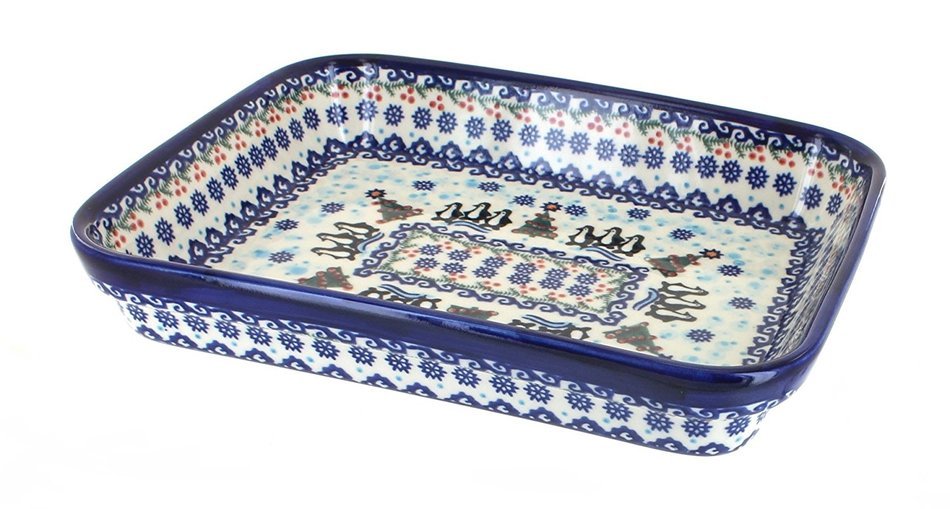 Polish Pottery Artic Holidays Medium Rectangular Baker