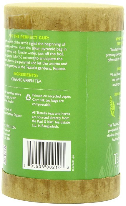 Teatulia Organic Green Tea, 16 Ct, Eco-Canister N8