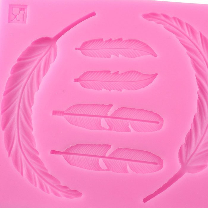 Mujiang 4 Feathers Silicone Fondant Molds Candy Making Cake Decorating Chocoloate Mould For Sugar Craft Gum Paste &hellip; N8
