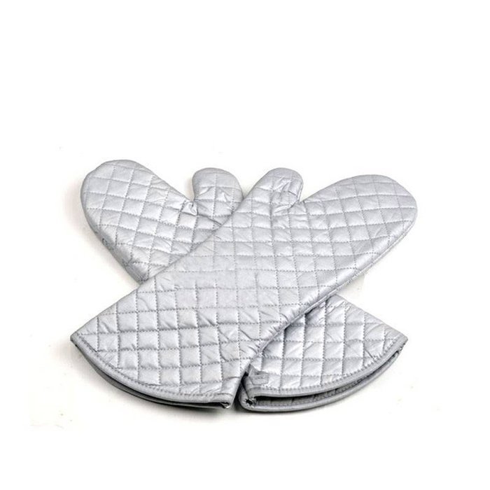 Lengthen Insulated Gloves, Exquisite Silver Baking Gloves (One Pair)