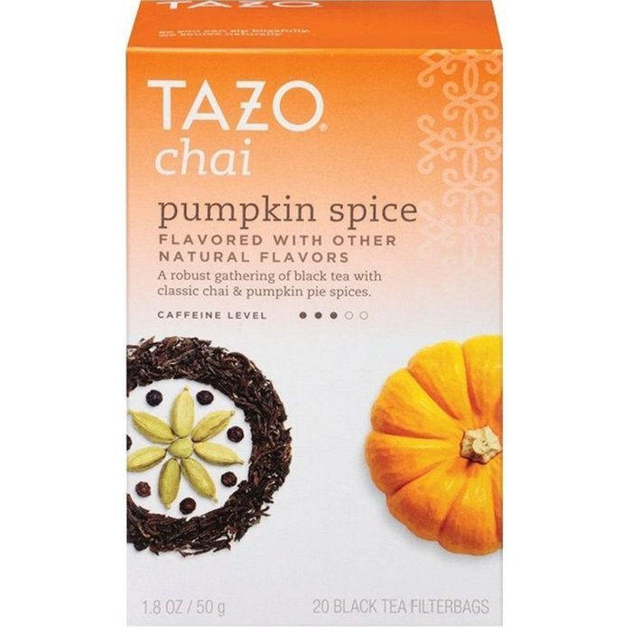 Tazo Chai Pumpkin Spice Black Tea - 20 bags per pack -- 6 packs per case.