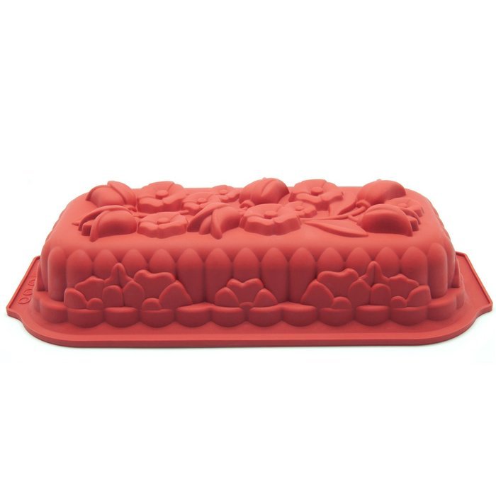 Freshware Rose Pattern Pound Cake Silicone Mold and Pan N3