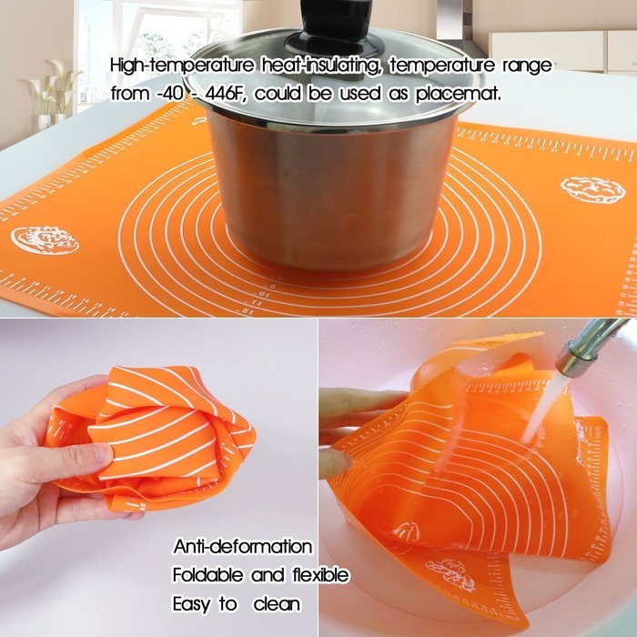 Baking Mat,Silivo 19.6"*15.7" Silicone Pastry Kneading Mat with Measurements