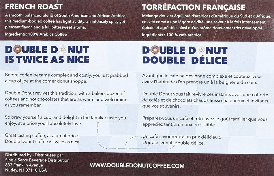 Double Donut French Roast Coffee, in Recyclable Single Serve Cups for Keurig K-Cup Brewers, 24 Count N5