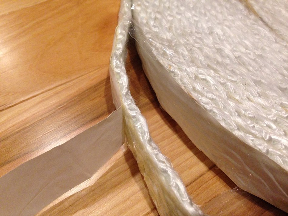 Adhesive Backed Wood Stove Door Gasket, Fiberglass Rope Seal. Flat 1/4" x 1" wide x 25 ft. roll