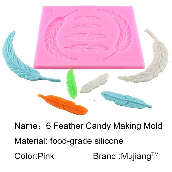 Mujiang 4 Feathers Silicone Fondant Molds Candy Making Cake Decorating Chocoloate Mould For Sugar Craft Gum Paste &hellip; N12