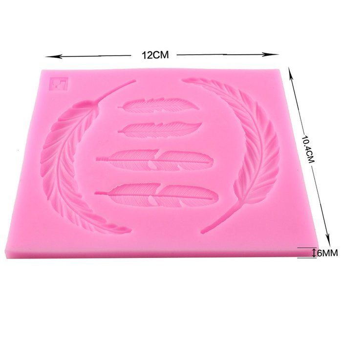 Mujiang 4 Feathers Silicone Fondant Molds Candy Making Cake Decorating Chocoloate Mould For Sugar Craft Gum Paste &hellip; N13