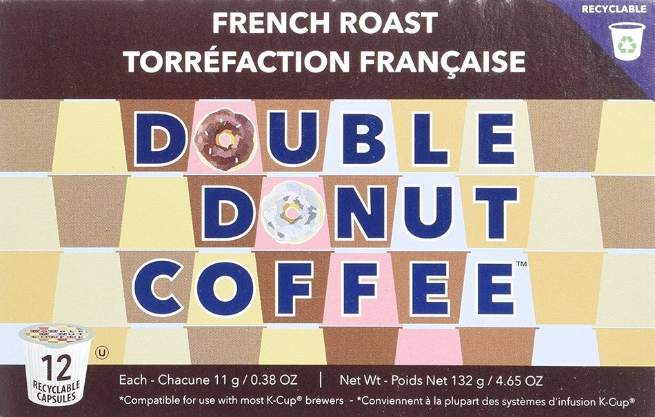 Double Donut French Roast Coffee, in Recyclable Single Serve Cups for Keurig K-Cup Brewers, 24 Count N9