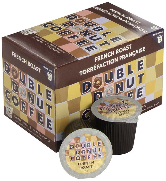 Double Donut French Roast Coffee, in Recyclable Single Serve Cups for Keurig K-Cup Brewers, 24 Count N13