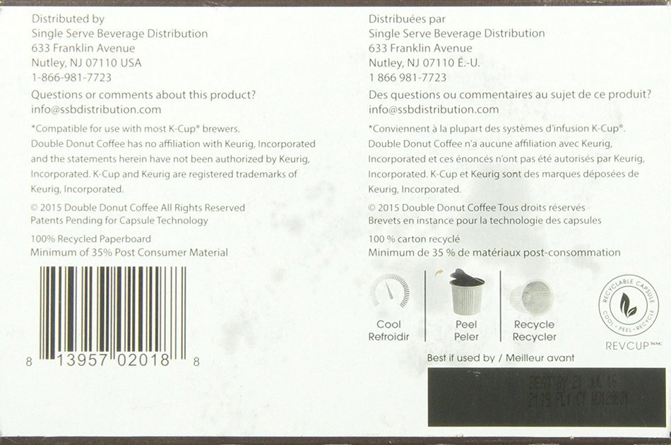 Double Donut French Roast Coffee, in Recyclable Single Serve Cups for Keurig K-Cup Brewers, 24 Count N14