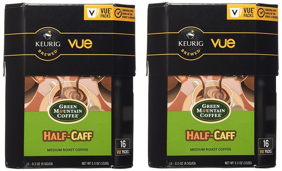 Green Mountain Coffee Half-Caff, Vue Packs for Keurig Vue Brewers (32 Vue Packs) N4