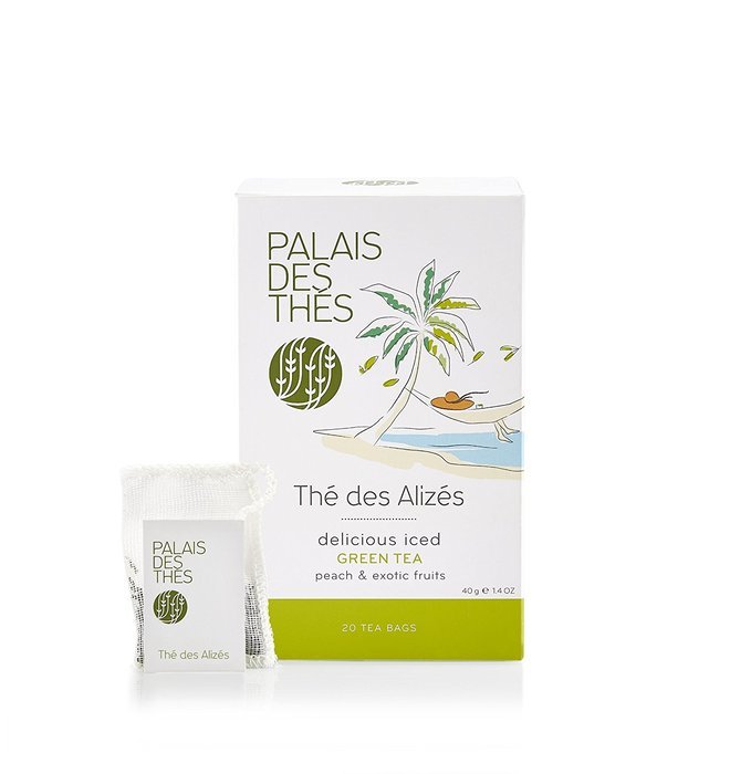 Palais des Th&eacute;s Th&eacute; des Alizes Green Tea with Peach and Exotic Fruits, 20 Tea Bags (40g/1.4oz)