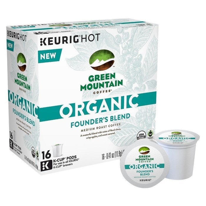 Keurig Organic Founder's Blend Coffee Medium Roast, 16 K-Cups