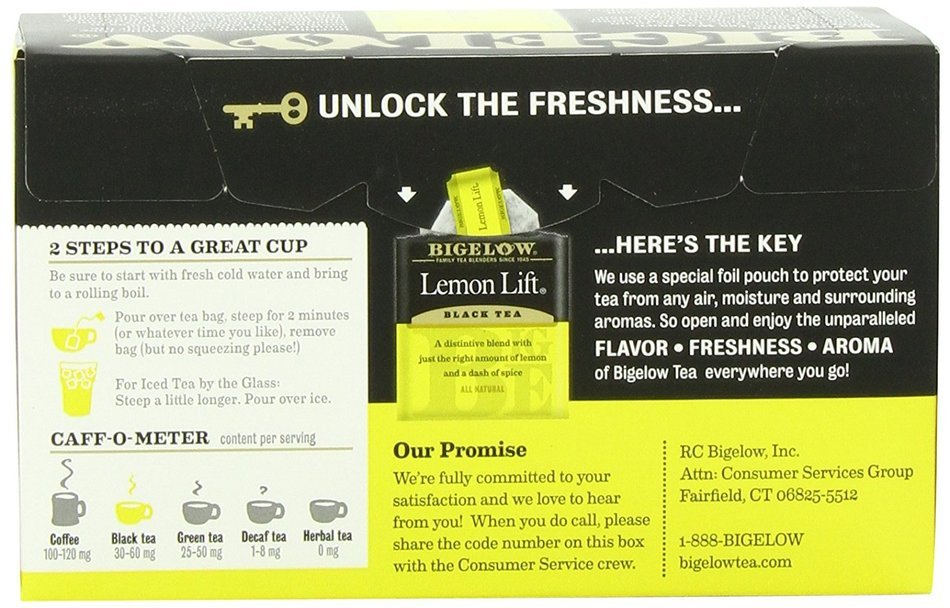 Bigelow Lemon Lift Tea, 20-Count Boxes (Pack of 6) N3