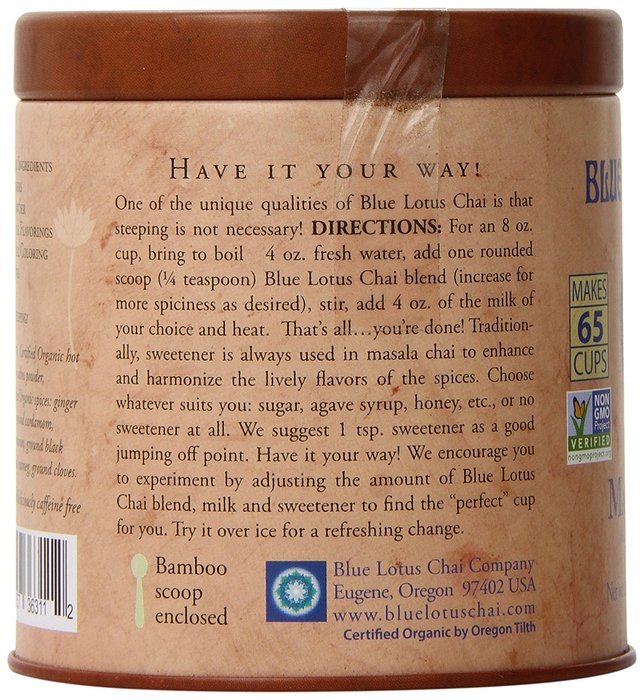 1 X Blue Lotus Rooibos Masala Chai - 2oz Tin (65 cups) N3