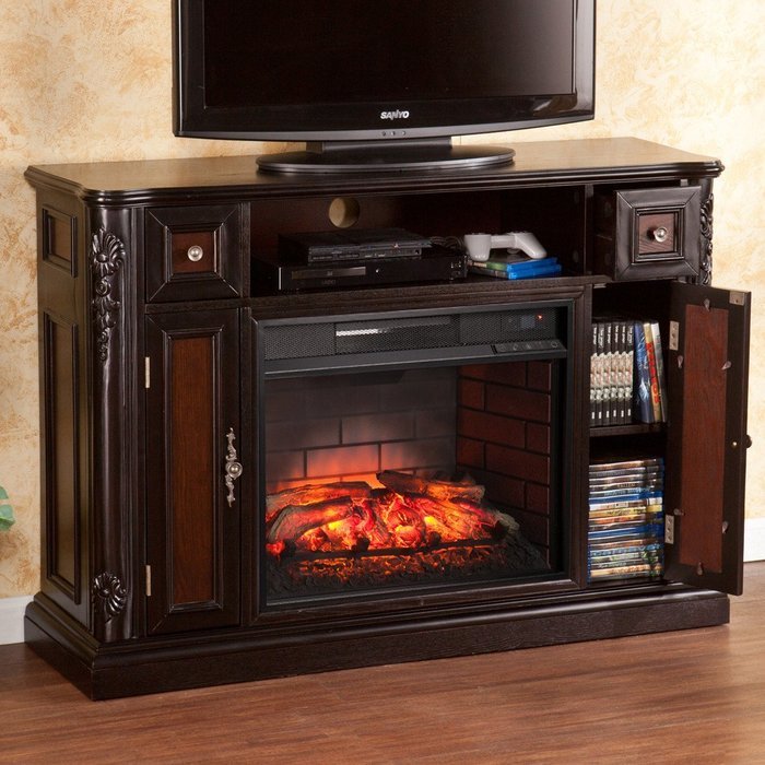 Wildon Home Remote Control Infrared Electric Fireplace Media Console For TV's Up To 46" With A Ebony And Dark...