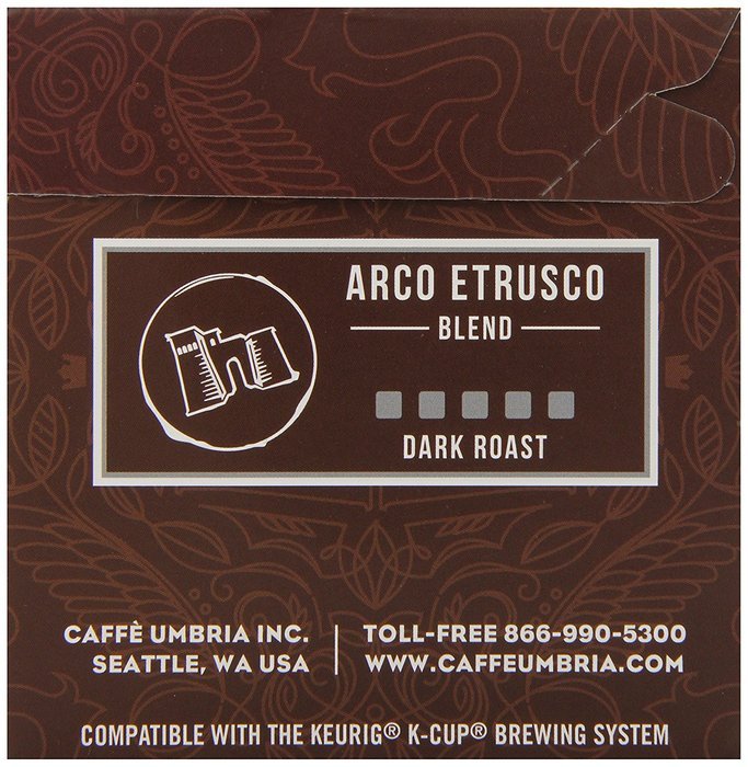 Caffe Umbria Single Serving Coffee Cups, Arco Etrusco Blend, 12 Count N5