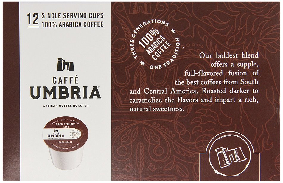 Caffe Umbria Single Serving Coffee Cups, Arco Etrusco Blend, 12 Count N6