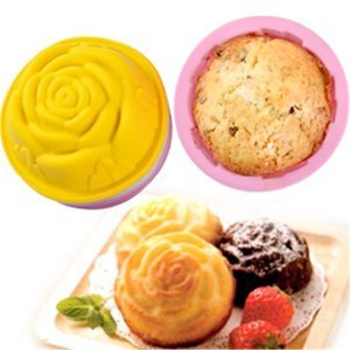 12-Pack DIY Microwave Oven Special Silicone Rose Cake Cups Mold Baking Mold Ice Mold Pizza Mold Pudding Mold,... N6