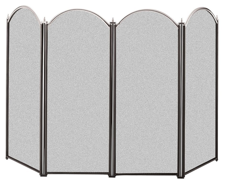 Panacea Products 15108 4-Panel Fireplace Screen, Black and Brushed Nickel